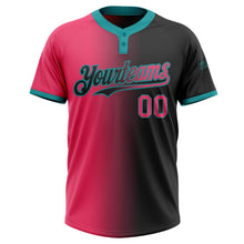 Load image into Gallery viewer, Custom Black Neon Pink-Teal Gradient Fashion Two-Button Unisex Softball Jersey
