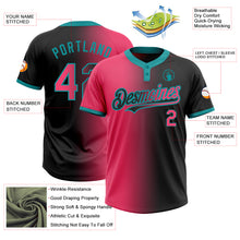 Load image into Gallery viewer, Custom Black Neon Pink-Teal Gradient Fashion Two-Button Unisex Softball Jersey
