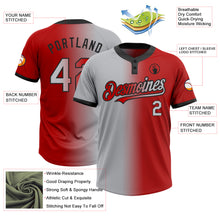 Load image into Gallery viewer, Custom Red Gray-Black Gradient Fashion Two-Button Unisex Softball Jersey
