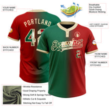 Load image into Gallery viewer, Custom Red Vintage Mexican Flag Kelly Green-City Cream Gradient Fashion Two-Button Unisex Softball Jersey
