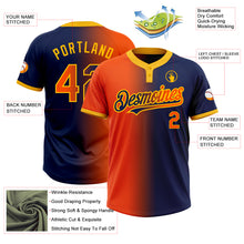 Load image into Gallery viewer, Custom Navy Orange-Gold Gradient Fashion Two-Button Unisex Softball Jersey
