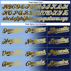 Custom Navy Light Blue-Gold Gradient Fashion Two-Button Unisex Softball Jersey