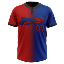 Load image into Gallery viewer, Custom Royal Red-Black Gradient Fashion Two-Button Unisex Softball Jersey
