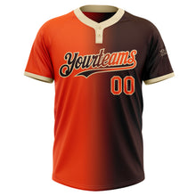 Load image into Gallery viewer, Custom Brown Orange-Cream Gradient Fashion Two-Button Unisex Softball Jersey
