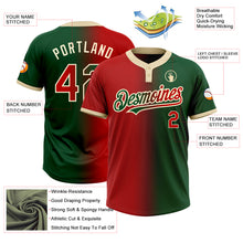 Load image into Gallery viewer, Custom Green Red-Cream Gradient Fashion Two-Button Unisex Softball Jersey
