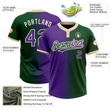 Load image into Gallery viewer, Custom Green Purple-Cream Gradient Fashion Two-Button Unisex Softball Jersey
