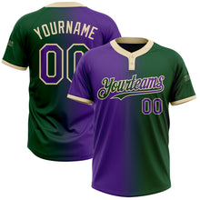 Load image into Gallery viewer, Custom Green Purple-Cream Gradient Fashion Two-Button Unisex Softball Jersey
