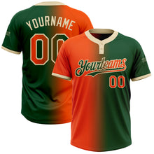 Load image into Gallery viewer, Custom Green Orange-Cream Gradient Fashion Two-Button Unisex Softball Jersey
