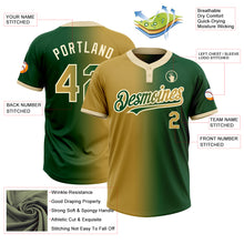 Load image into Gallery viewer, Custom Green Old Gold-Cream Gradient Fashion Two-Button Unisex Softball Jersey
