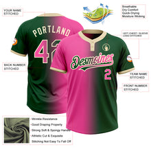 Load image into Gallery viewer, Custom Green Pink-Cream Gradient Fashion Two-Button Unisex Softball Jersey
