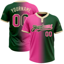 Load image into Gallery viewer, Custom Green Pink-Cream Gradient Fashion Two-Button Unisex Softball Jersey
