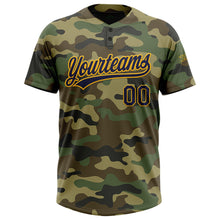 Load image into Gallery viewer, Custom Camo Navy-Gold Salute To Service Two-Button Unisex Softball Jersey
