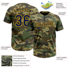 Load image into Gallery viewer, Custom Camo Navy-Gold Salute To Service Two-Button Unisex Softball Jersey
