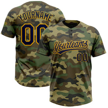 Load image into Gallery viewer, Custom Camo Navy-Gold Salute To Service Two-Button Unisex Softball Jersey
