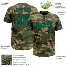 Load image into Gallery viewer, Custom Camo Kelly Green-Black Salute To Service Two-Button Unisex Softball Jersey
