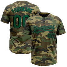 Load image into Gallery viewer, Custom Camo Kelly Green-Black Salute To Service Two-Button Unisex Softball Jersey
