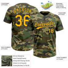 Load image into Gallery viewer, Custom Camo Gold-Black Salute To Service Two-Button Unisex Softball Jersey
