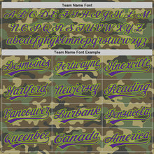 Load image into Gallery viewer, Custom Camo Purple-Neon Green Salute To Service Two-Button Unisex Softball Jersey
