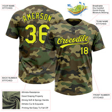 Load image into Gallery viewer, Custom Camo Neon Yellow-Black Salute To Service Two-Button Unisex Softball Jersey
