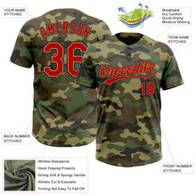 Load image into Gallery viewer, Custom Camo Red Old Gold-Navy Salute To Service Two-Button Unisex Softball Jersey
