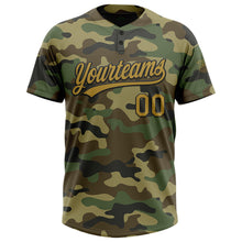 Load image into Gallery viewer, Custom Camo Old Gold-Black Salute To Service Two-Button Unisex Softball Jersey
