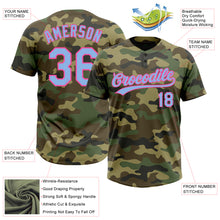 Load image into Gallery viewer, Custom Camo Light Blue-Pink Salute To Service Two-Button Unisex Softball Jersey
