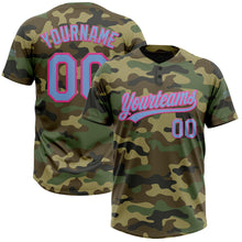 Load image into Gallery viewer, Custom Camo Light Blue-Pink Salute To Service Two-Button Unisex Softball Jersey
