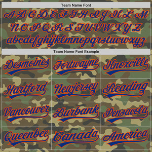 Custom Camo Royal-Orange Salute To Service Two-Button Unisex Softball Jersey