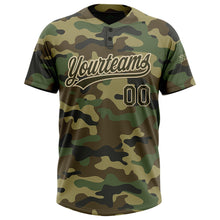 Load image into Gallery viewer, Custom Camo Olive-Cream Salute To Service Two-Button Unisex Softball Jersey
