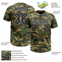 Load image into Gallery viewer, Custom Camo Black-Gray Salute To Service Two-Button Unisex Softball Jersey
