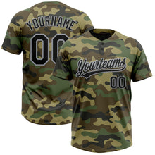 Load image into Gallery viewer, Custom Camo Black-Gray Salute To Service Two-Button Unisex Softball Jersey
