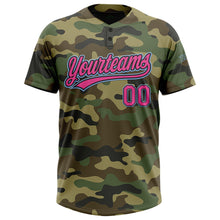 Load image into Gallery viewer, Custom Camo Pink Black-Light Blue Salute To Service Two-Button Unisex Softball Jersey
