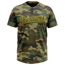 Load image into Gallery viewer, Custom Camo Green-Gold Salute To Service Two-Button Unisex Softball Jersey
