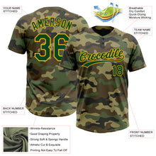 Load image into Gallery viewer, Custom Camo Green-Gold Salute To Service Two-Button Unisex Softball Jersey
