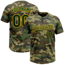 Load image into Gallery viewer, Custom Camo Green-Gold Salute To Service Two-Button Unisex Softball Jersey
