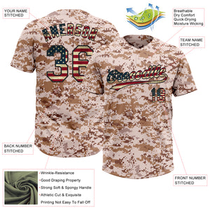 Custom Camo Vintage USA Flag-Black Salute To Service Two-Button Unisex Softball Jersey