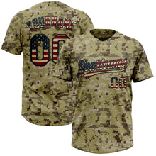 Load image into Gallery viewer, Custom Camo Vintage USA Flag-Black Salute To Service Two-Button Unisex Softball Jersey
