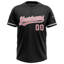 Load image into Gallery viewer, Custom Black Medium Pink-White Two-Button Unisex Softball Jersey
