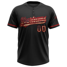 Load image into Gallery viewer, Custom Black Vintage USA Flag-Red Two-Button Unisex Softball Jersey
