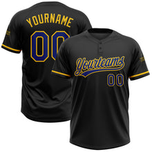 Load image into Gallery viewer, Custom Black Royal-Yellow Two-Button Unisex Softball Jersey
