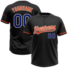 Load image into Gallery viewer, Custom Black Royal-Orange Two-Button Unisex Softball Jersey
