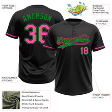 Load image into Gallery viewer, Custom Black Pink-Grass Green Two-Button Unisex Softball Jersey
