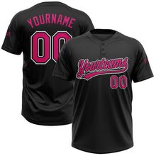 Load image into Gallery viewer, Custom Black Hot Pink-White Two-Button Unisex Softball Jersey
