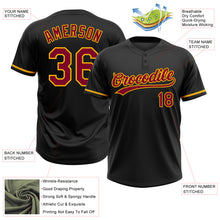 Load image into Gallery viewer, Custom Black Maroon-Gold Two-Button Unisex Softball Jersey
