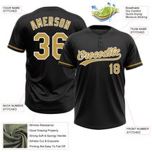 Load image into Gallery viewer, Custom Black Old Gold-White Two-Button Unisex Softball Jersey
