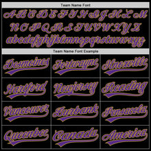 Load image into Gallery viewer, Custom Black Purple-Old Gold Two-Button Unisex Softball Jersey
