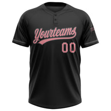 Load image into Gallery viewer, Custom Black Medium Pink-Steel Gray Two-Button Unisex Softball Jersey
