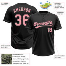 Load image into Gallery viewer, Custom Black Medium Pink-Steel Gray Two-Button Unisex Softball Jersey
