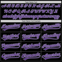 Load image into Gallery viewer, Custom Black Purple-Gray Two-Button Unisex Softball Jersey
