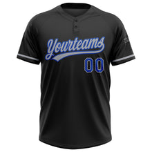 Load image into Gallery viewer, Custom Black Thunder Blue-Gray Two-Button Unisex Softball Jersey
